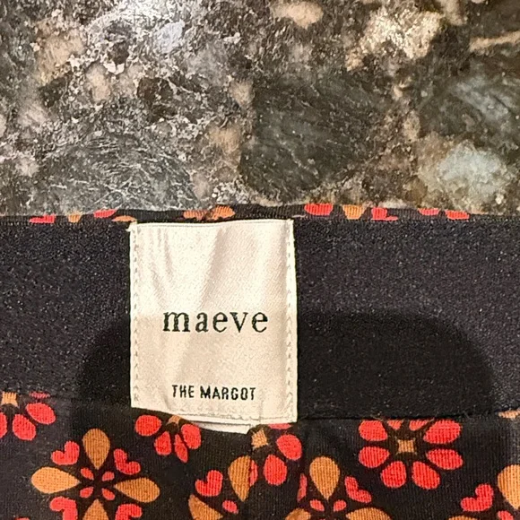 Maeve Black Pants with Red and Orange Floral Design - Picture 2 of 4